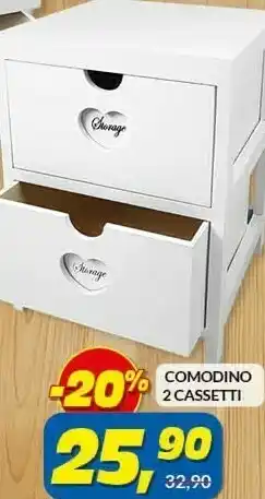 Risparmio Casa Comodino 2 cassetti offerta