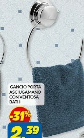 Risparmio Casa Gancio porta asciugamano con ventosa bath offerta
