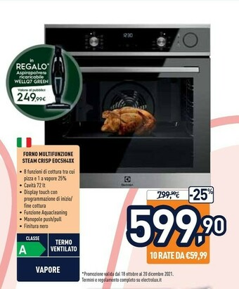 Unieuro Eoc5h40x forno elettrico 72 l nero, acciaio inossidabile a offerta