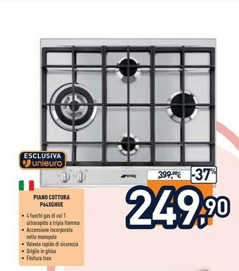 Unieuro P64xghue piano cottura nero, acciaio inossidabile incorporato gas 4 fornello(i) offerta