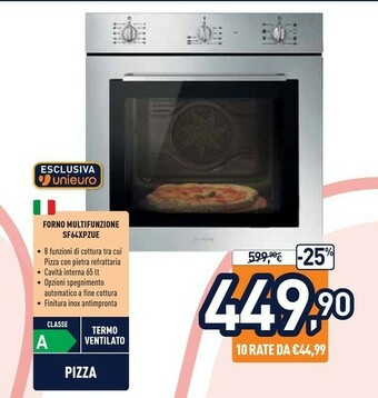 Unieuro Sf64xpzue forno forno elettrico 65 l acciaio inossidabile a offerta