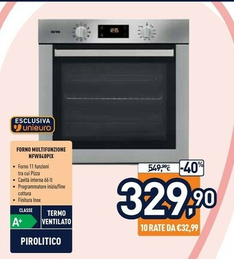 Nfw 840 p ix forno forno elettrico 66 l acciaio inossidabile a+