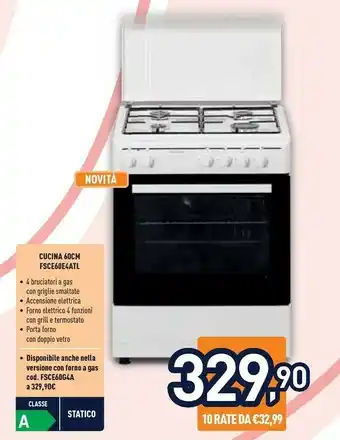 Unieuro Cucina 60cm fsce60e4atl offerta
