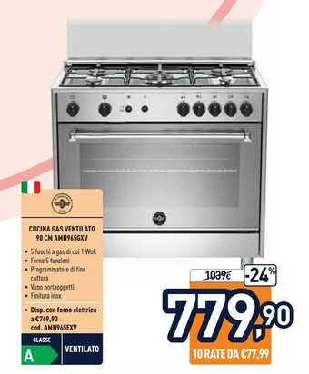 Unieuro Bertazzoni la germania americana amn965gxv cucina piano cottura acciaio inossidabile gas a+ offerta