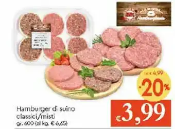 IperFamila Hamburger di suino classici/misti 600gr offerta