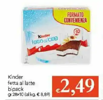 IperFamila Kinder fetta al latte bipack 28gr x 10 offerta