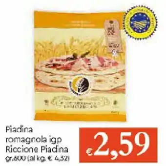 IperFamila Piadina romagnola igp Riccione Piadina 600gr offerta