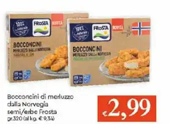 IperFamila Frosta Bocconcini di merluzzo dalla Norvegia semi/erbe 320gr offerta