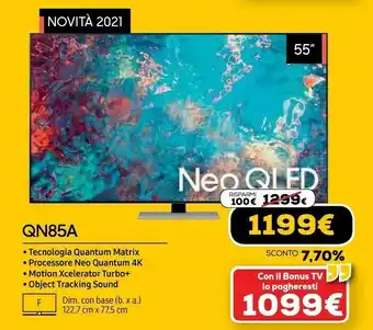 Euronics Samsung series 8 qn85a 165,1 cm (65") 4k ultra hd smart tv wi-fi argento offerta
