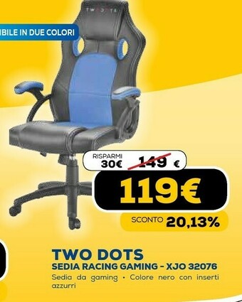 Euronics Two dots sedia racing gaming xjo 32076 offerta