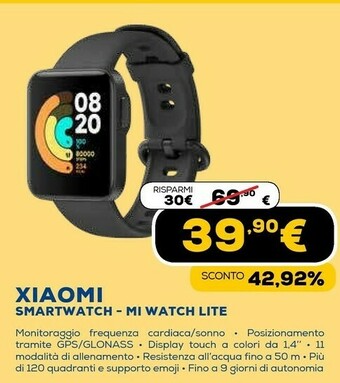Euronics Mi watch lite orologio sportivo touch screen bluetooth 320 x 320 pixel nero offerta