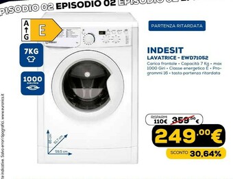 Euronics Ewd 71052 w it n lavatrice caricamento frontale 7 kg 1000 giri/min e bianco offerta