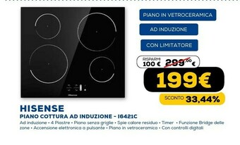 Euronics I6421c piano cottura nero da incasso 60 cm piano cottura a induzione zoneless 4 fornello(i) offerta
