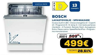 Euronics Lavastoviglie smv4hax40e offerta