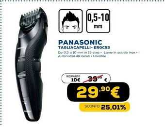 Euronics Er-gc53, tagliacapelli, pettine accessorio, 19 step taglio, lavabile, nero offerta