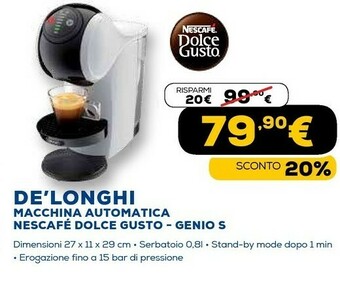Euronics Delonghi macchina automatica nescafe dolce gusto - genio s offerta