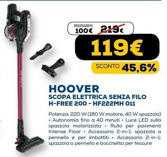 Euronics Hoover h-free 200 hf222mh 011 nero senza sacchetto offerta