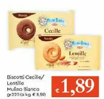 IperFamila Mulino Bianco Biscotti Cecille/Lentille 220g offerta