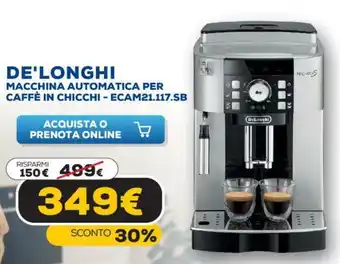 Euronics DeLonghi Macchina Automatica per Caffè in Chicchi - ECAM21.117.SB offerta