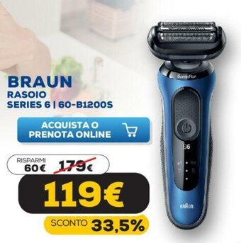 Euronics Braun Rasoio Series 6 I 60-B1200S offerta
