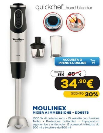 Euronics Moulinex Mixer A Immersione - DD6578 offerta