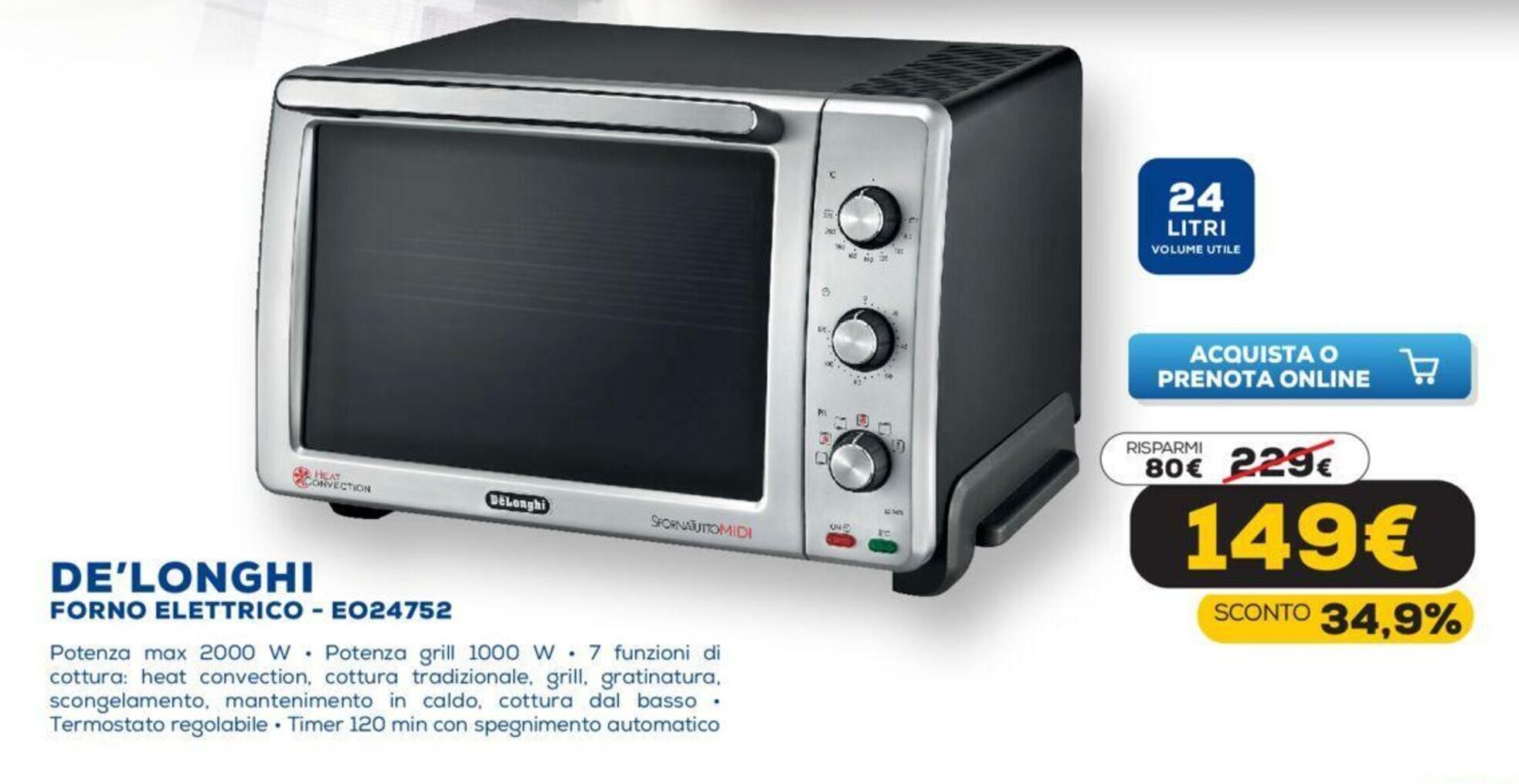 DeLonghi Forno Elettrico - EO24752 offerta di Euronics