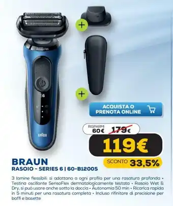 Euronics Braun Rasoio - Series 6 I 60-B1200S offerta