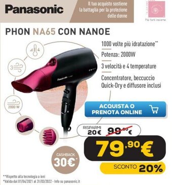 Euronics Panasonic Phon NA65 con Nanoe offerta
