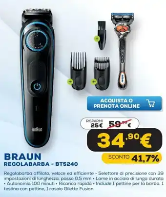 Euronics Braun Regolabarba - BT5240 offerta