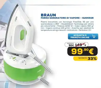 Euronics Braun Ferro Generatore Di Vapore - IS2055GR offerta