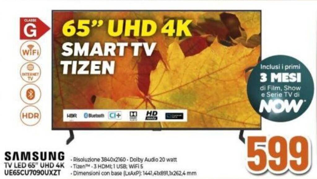 Offerta SAMSUNG TV LED 65" UHD 4K UE65CU7090UXZT nel volantino di Expert