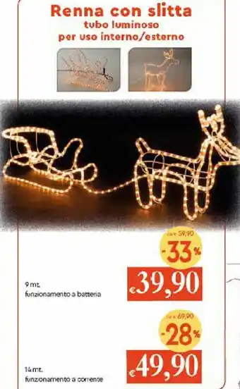 Galassia Renna con slitta 9 mt. funzionamento a batteria offerta