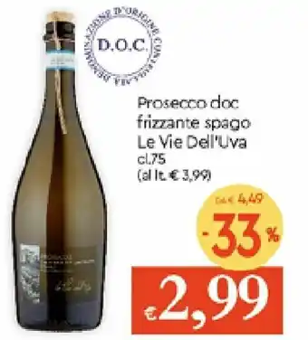 Galassia Le Vie Dell'Uva Prosecco doc frizzante spago 75cl offerta