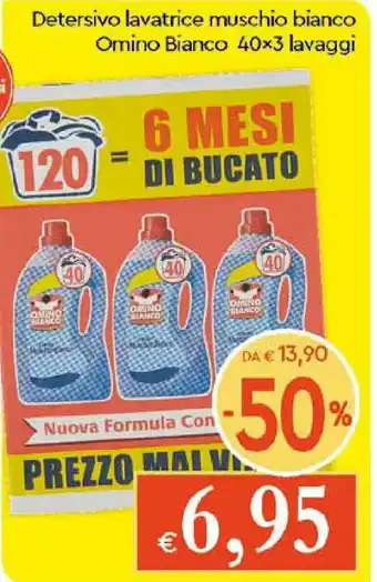 Galassia Omino Bianco Detersivo lavatrice muschio bianco 40x3 lavaggi offerta