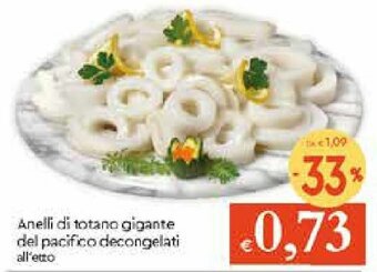 Anelli di totano gigante del pacifico decongelati