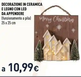Unieuro Decorazione in ceramica e legno con led da appendere offerta