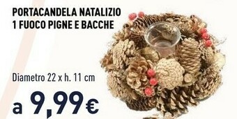 Portacandela natalizio 1 fuoco pigne e bacche