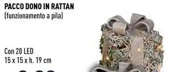 Pacco dono in rattan con 20 led