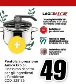 MediaWorld Pentola a pressione Amica Eco 5 L offerta