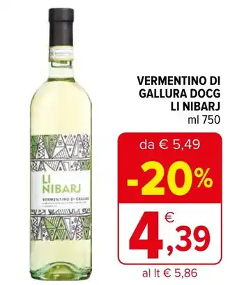 Iperal Vermentino di gallura docg li nibarj offerta