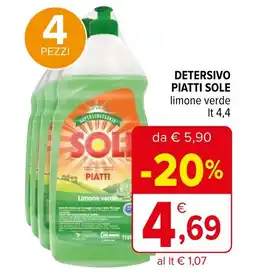 Iperal Detersivo piatti sole limone verde offerta