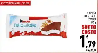 Conad 5 kinder fetta al latte FERRERO offerta