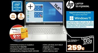 Expert 15s-fq0060nl computer portatile 39,6 cm (15.6") hd intel® celeron® 4 gb ddr4-sdram 128 gb ssd wi-fi 5 (802.11ac) windows 10 h offerta