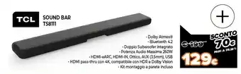 Expert Alto 8i ts8111 altoparlante soundbar nero 2.1 canali 260 w offerta