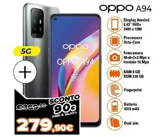 Expert A94 5g a94 16,3 cm (6.43") doppia sim coloros 11.1 usb tipo-c 8 gb 128 gb 4310 mah nero offerta