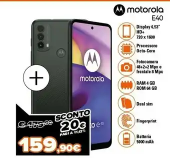 Expert Moto e 40 16,6 cm (6.53") android 11 4g usb tipo-c 4 gb 64 gb 5000 mah grigio offerta