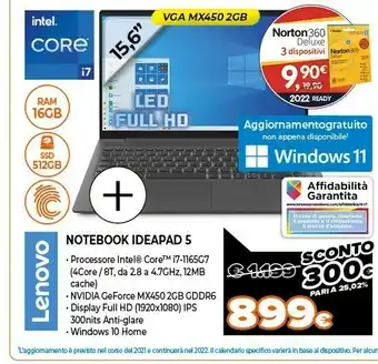 Expert Ideapad 5 computer portatile 35,6 cm (14") full hd amd ryzen 5 16 gb ddr4-sdram 512 gb ssd wi-fi 5 (802.11ac) grafite, grigio offerta