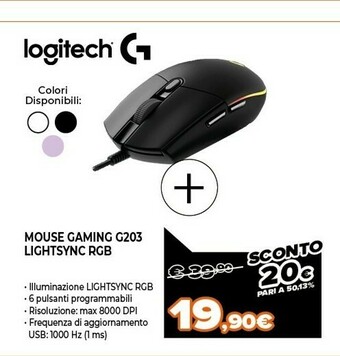 Expert G203 prodigy mouse usb tipo a 6000 dpi mano destra offerta