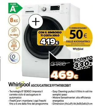 Expert Fft m11 8x3b it asciugatrice libera installazione caricamento frontale 8 kg a+++ bianco offerta