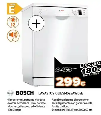Expert Serie 2 sms25aw05e lavastoviglie libera installazione 12 coperti a++ offerta